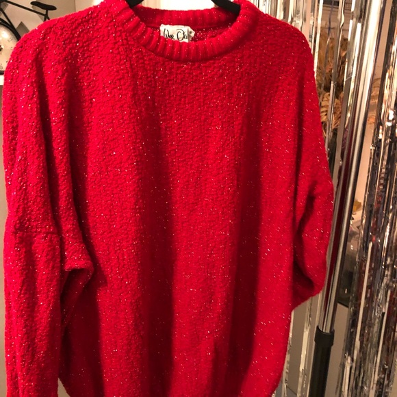 Vintage Oversized Red Sparkly Sweater - Picture 2 of 5